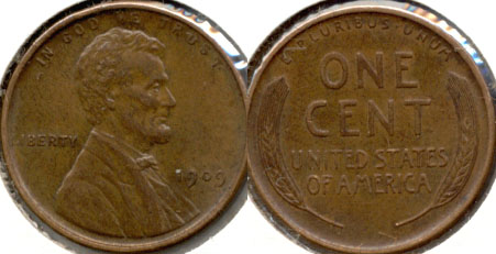 1909 Lincoln Cent AU-58 f