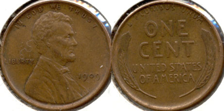 1909 Lincoln Cent AU-58 g