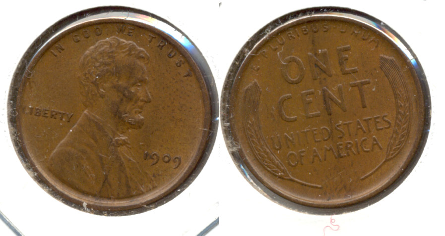 1909 Lincoln Cent AU-58 m Slight Reverse Scratch