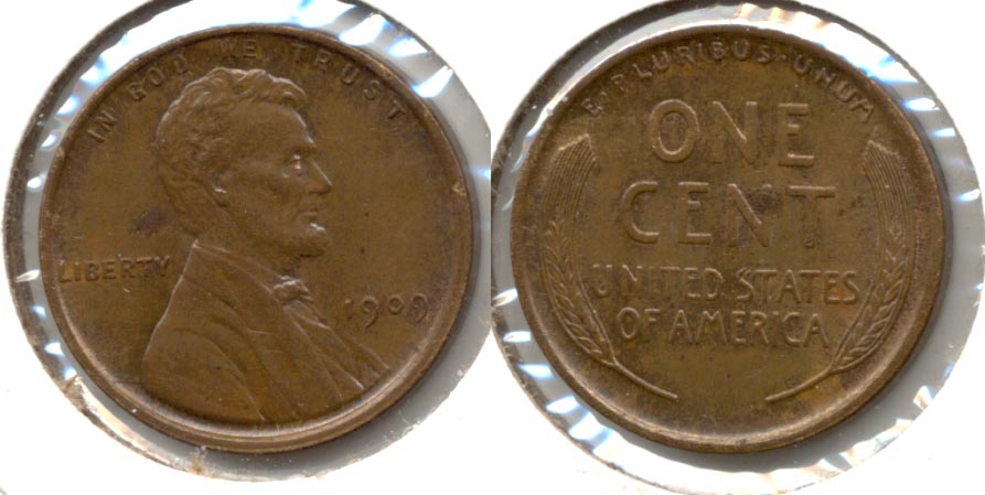 1909 Lincoln Cent AU-58 n Obverse Spot