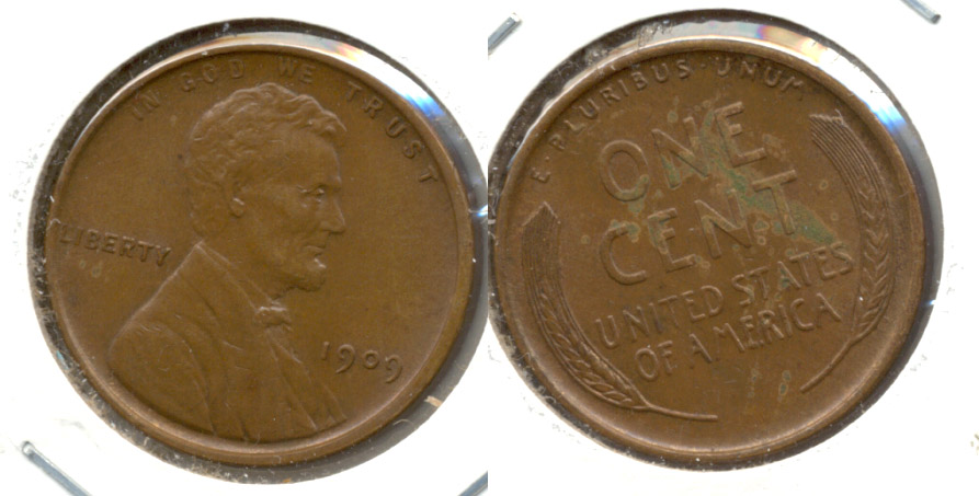 1909 Lincoln Cent MS-63 Brown f Reverse Green Matter