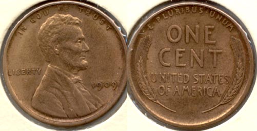 1909 Lincoln Cent MS-63 Red Brown b