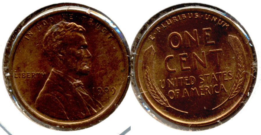 1909 Lincoln Cent MS-63 Red Brown f