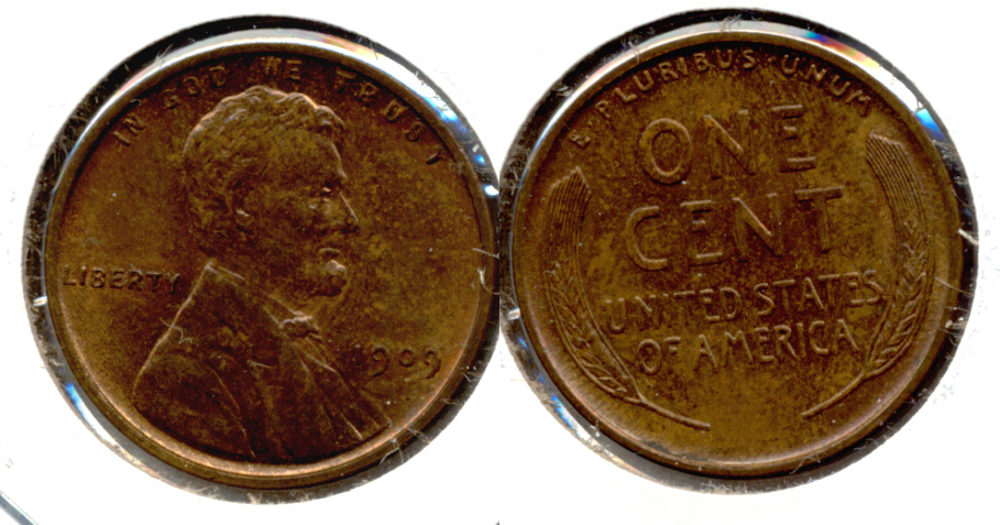 1909 Lincoln Cent MS-63 Red Brown h
