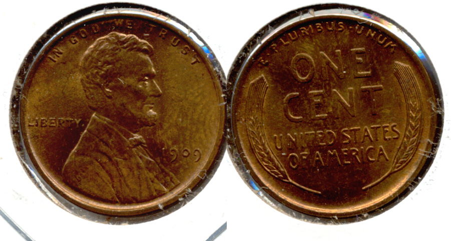 1909 Lincoln Cent MS-63 Red Brown k