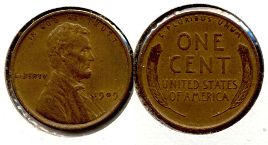 1909 VDB Lincoln Cent AU-50 o