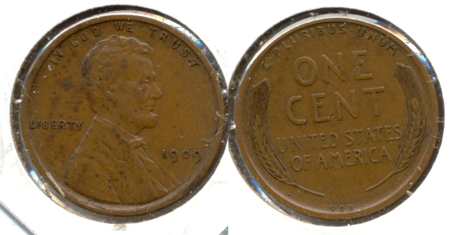 1909 VDB Lincoln Cent AU-50 p