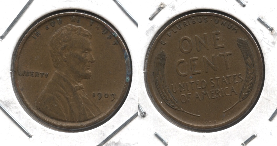 1909 VDB Lincoln Cent AU-50 #x Green Rim