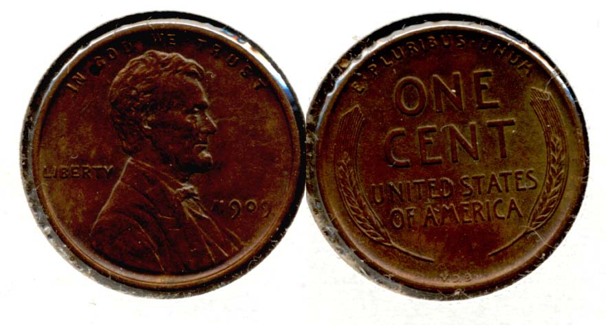 1909 VDB Lincoln Cent AU-55 aq