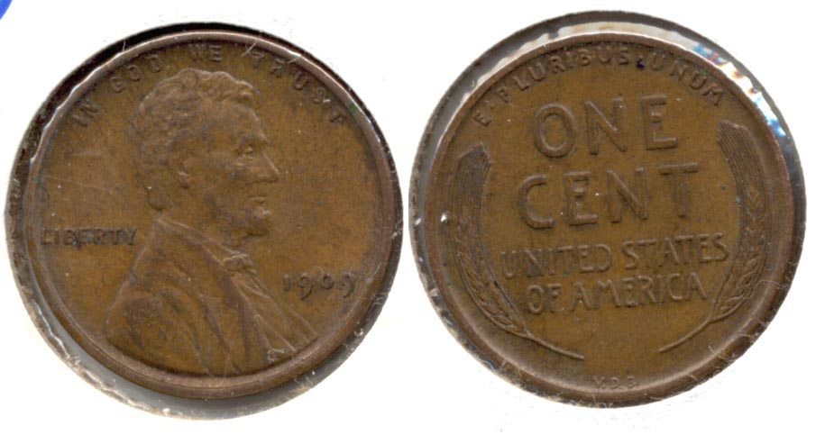 1909 VDB Lincoln Cent AU-55 at