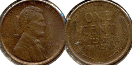 1909 VDB Lincoln Cent AU-55 h