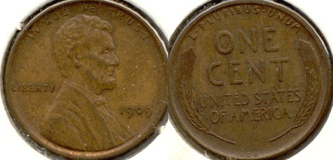 1909 VDB Lincoln Cent AU-55 j