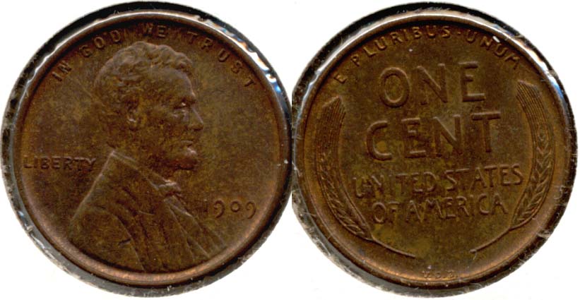 1909 VDB Lincoln Cent AU-55 o