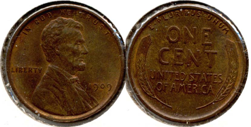 1909 VDB Lincoln Cent AU-55 p