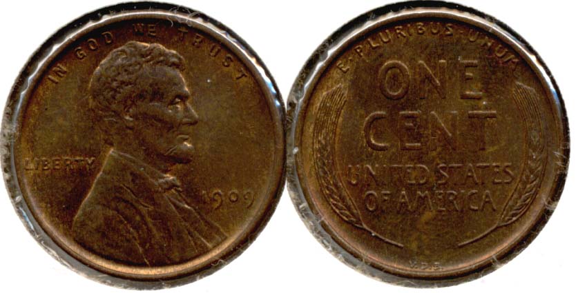 1909 VDB Lincoln Cent AU-55 q