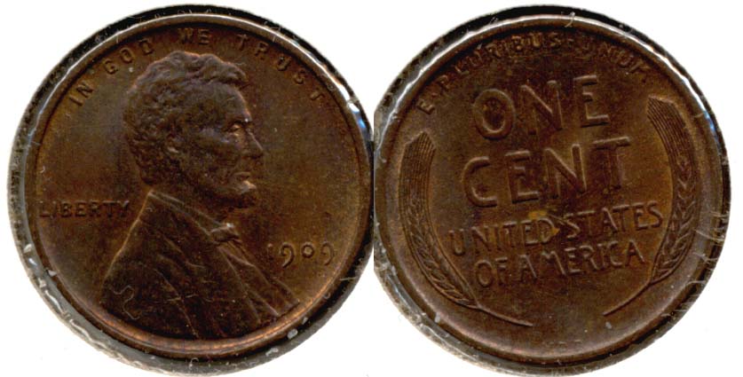1909 VDB Lincoln Cent AU-55 r