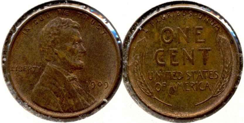 1909 VDB Lincoln Cent AU-55 s