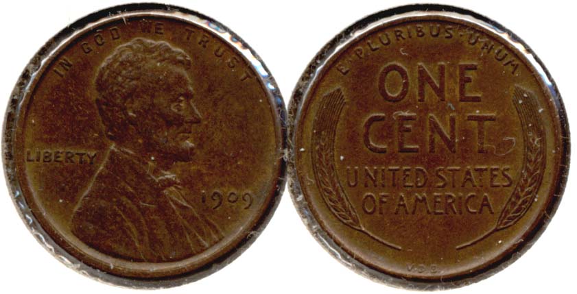 1909 VDB Lincoln Cent AU-55 v