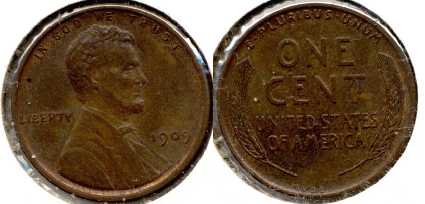 1909 VDB Lincoln Cent AU-55 y