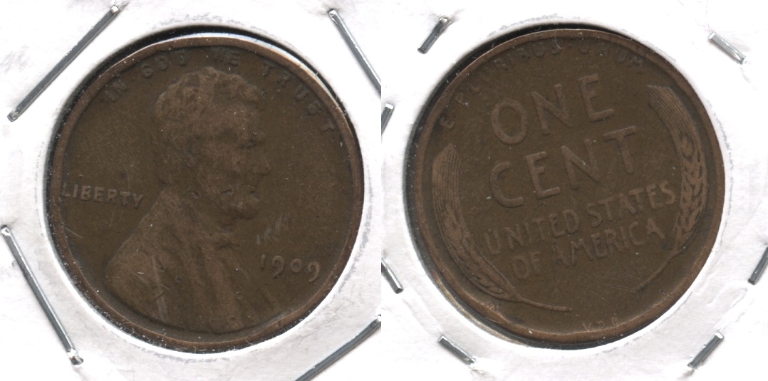 1909 VDB Lincoln Cent F-12 #g Cleaned Retoned