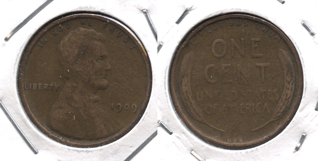 1909 VDB Lincoln Cent F-12 #h Cleaned