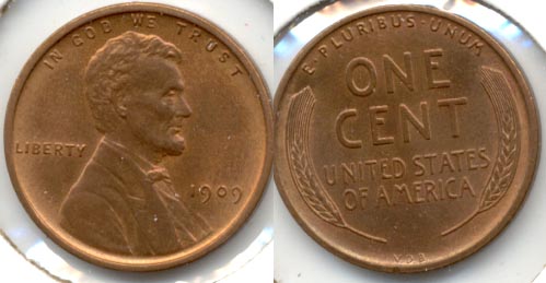 1909 VDB Lincoln Cent MS-63 Red Brown b