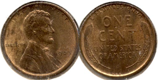 1909 VDB Lincoln Cent MS-63 Red Brown f