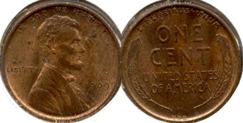 1909 VDB Lincoln Cent MS-63 Red Brown g