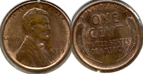 1909 VDB Lincoln Cent MS-63 Red Brown j