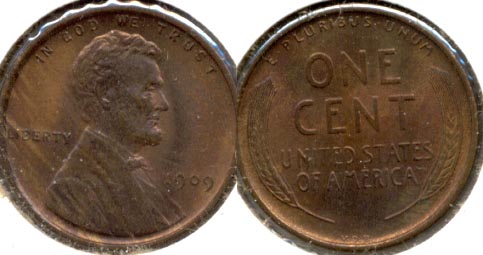 1909 VDB Lincoln Cent MS-63 Red Brown n