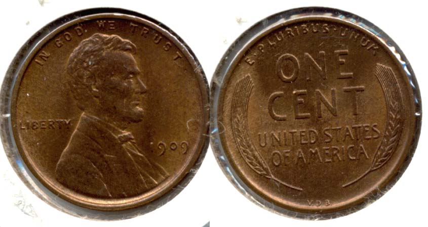 1909 VDB Lincoln Cent MS-63 Red Brown s