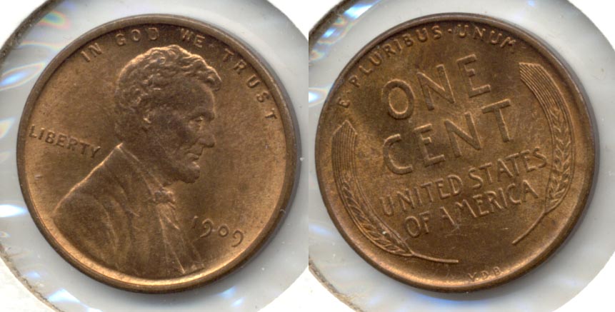 1909 VDB Lincoln Cent MS-63 Red Brown t