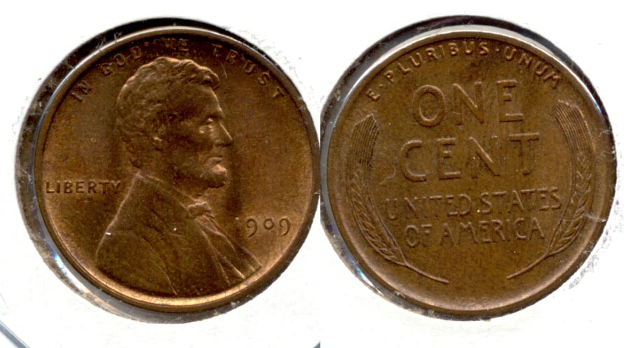 1909 VDB Lincoln Cent MS-63 Red Brown u