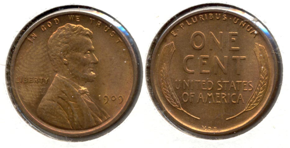 1909 VDB Lincoln Cent MS-63 Red Brown w