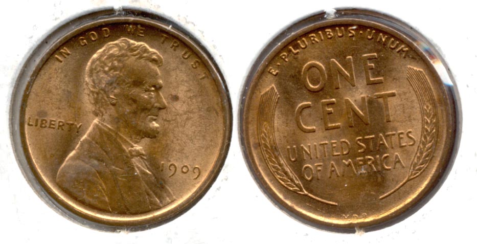 1909 VDB Lincoln Cent MS-63 Red a