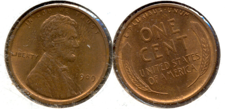 1909 VDB Lincoln Cent MS-64 Red Brown