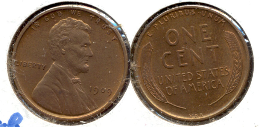 1909 VDB Lincoln Cent MS-64 Red Brown f