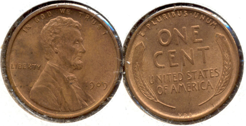 1909 VDB Lincoln Cent MS-64 Red Brown h