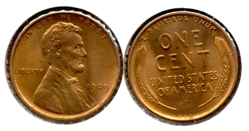 1909 VDB Lincoln Cent MS-64 Red