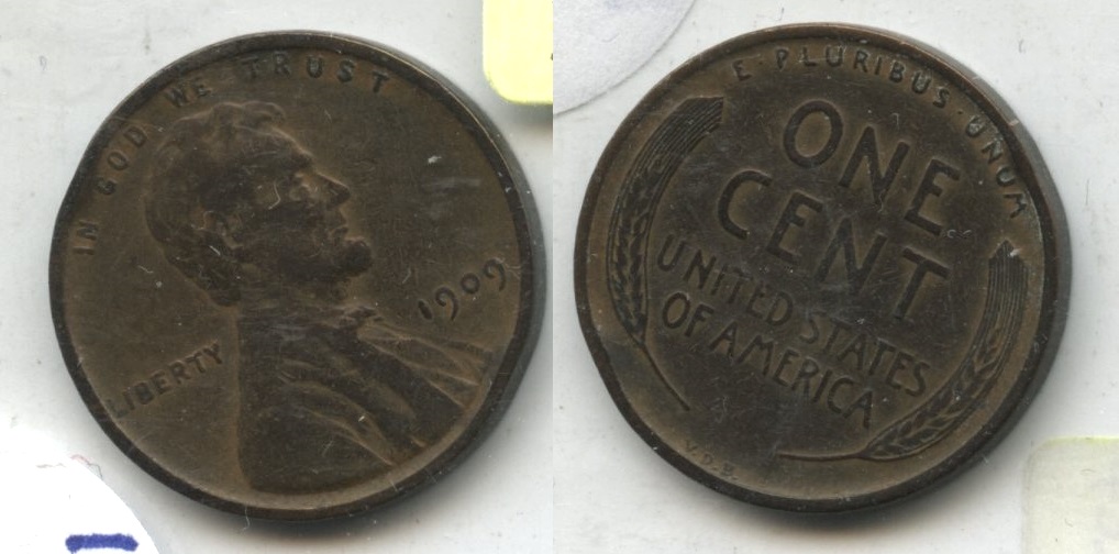 1909 VDB Lincoln Cent VF-20 #s Cleaned Retoned