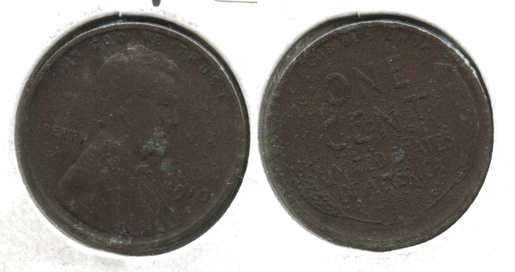 1910-S Lincoln Cent Fine-12 #af Corroded