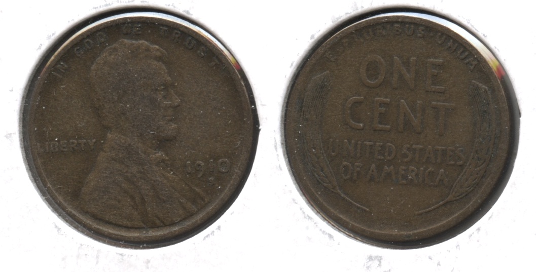 1910-S Lincoln Cent Fine-12 #k