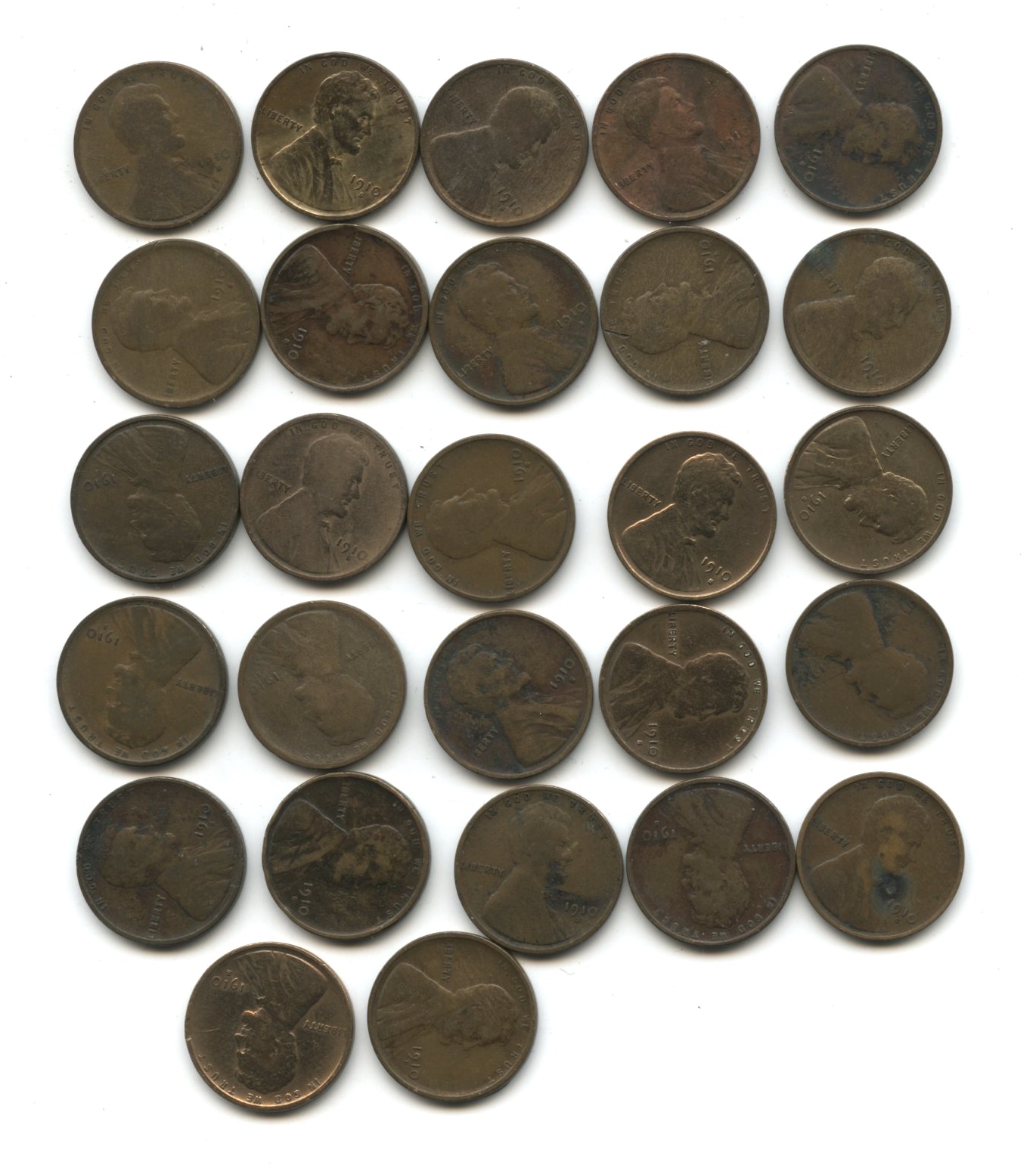 1910-S Lincoln Cent Fair-2+ Partial Roll #b