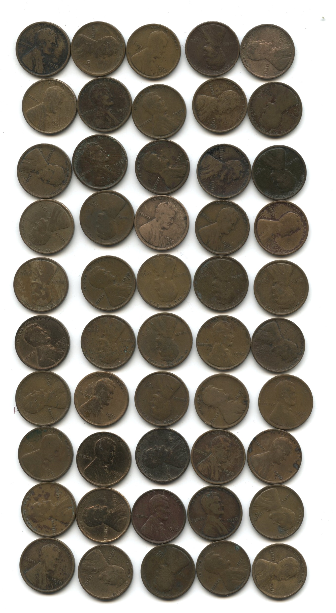 1910-S Lincoln Cent Fair-2+ Roll #d