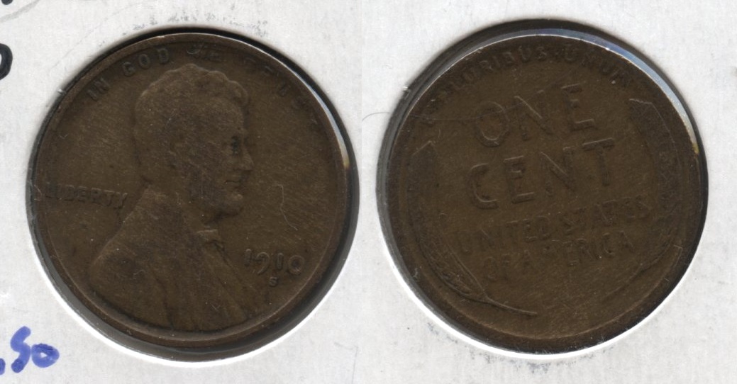 1910-S Lincoln Cent VG-8 #ad