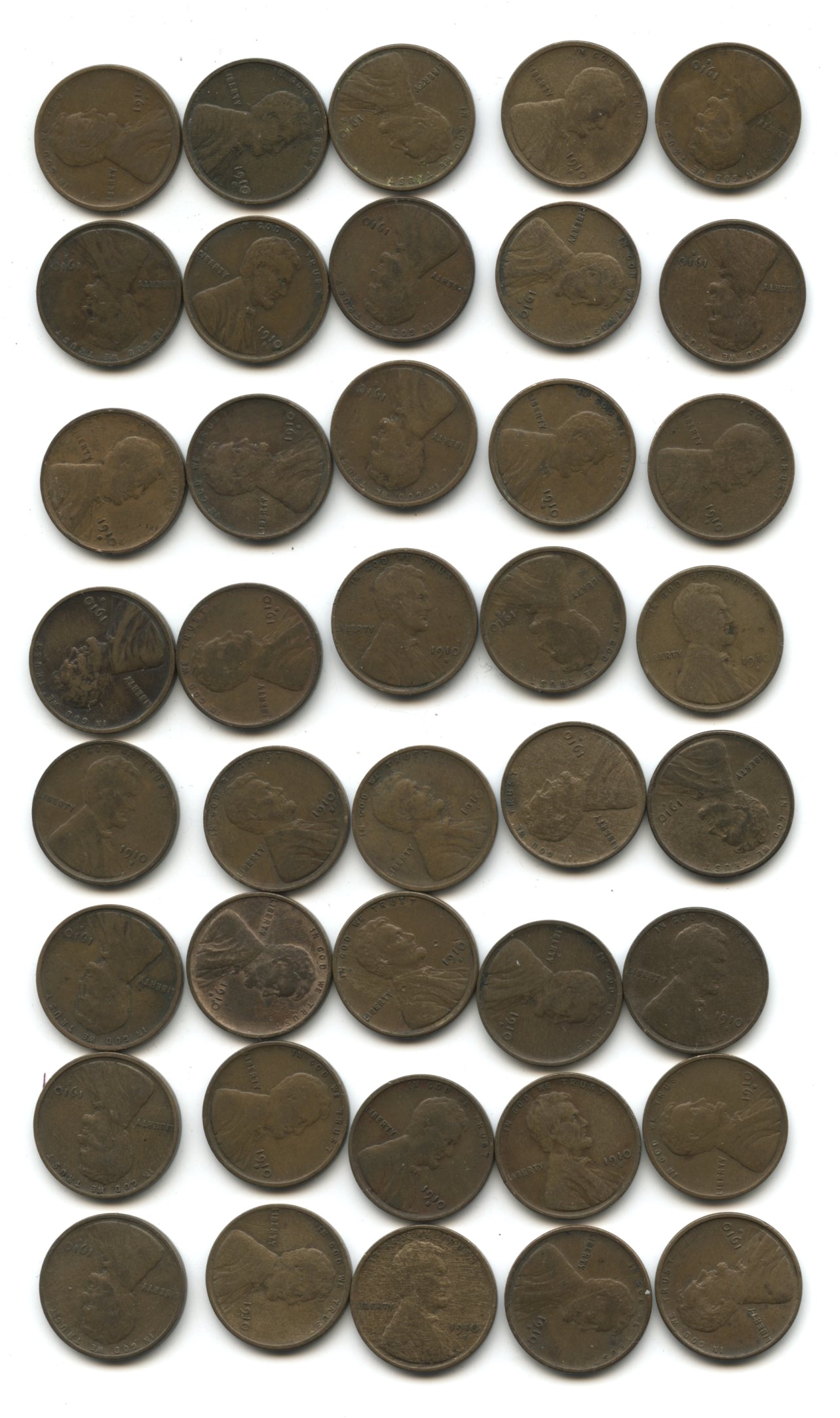 1910-S Lincoln Cent VG-8 Partial Roll #ah