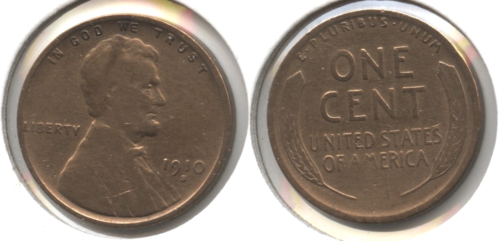 1910-S Lincoln Cent VG-8 #d Cleaned