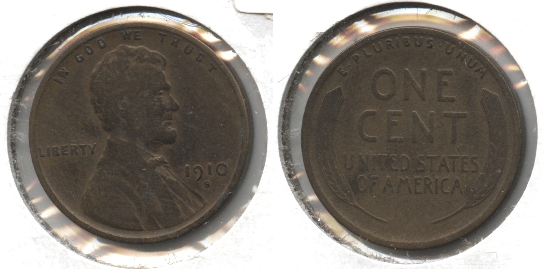 1910-S Lincoln Cent VG-8 #f Light Cleaning