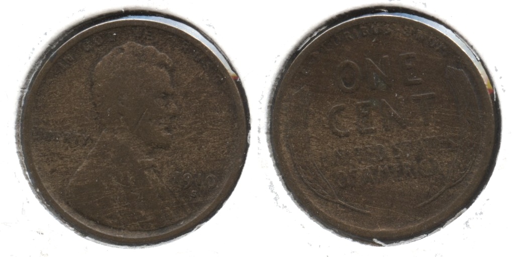 1910-S Lincoln Cent VG-8 #h Cleaned Retoned