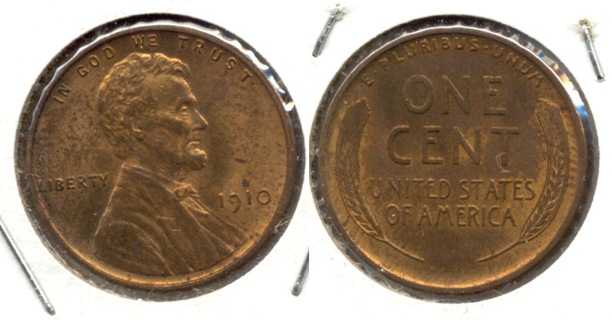 1910 Lincoln Cent MS-60 Red Brown